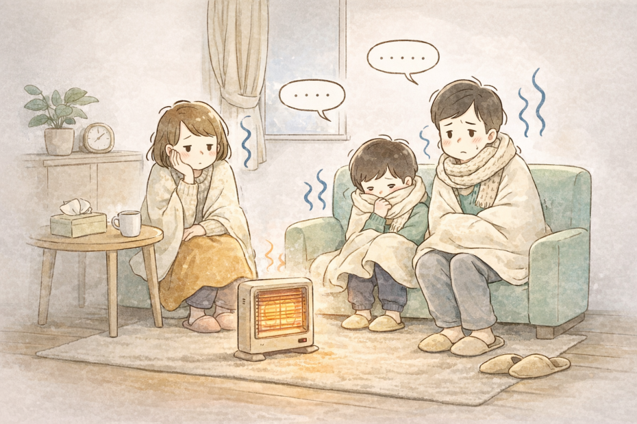 暖房を使っても寒い室内の様子